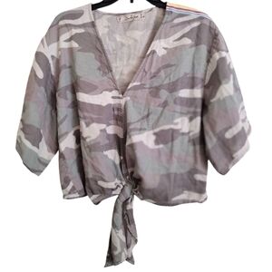 Boundless North Camouflage Tie-Front Top 100% Cotton Size Medium